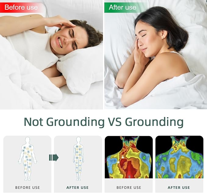 Grounding Fitted Sheet Kit Connect to The Earth's Energy 18inch Depth Pocket Grounding Bed Sheets for Earthing