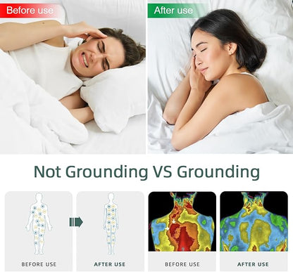 Grounding Fitted Sheet Kit Connect to The Earth's Energy 15inch Depth Pocket Grounding Bed Sheets for Earthing