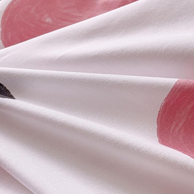 AOJIM Pink Duvet Cover Set Pure Cotton, 1 Rabbit Comforter Cover and 2 Pillowcases, Soft Lightweight Bed Set Queen Size, Quilt Cover for Room Decor (No Comforter)