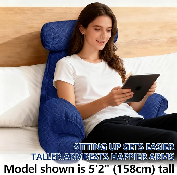 FXXUDVNIIN Back Pillow for Bed Sitting Up – Reading Pillow with 9.4" Armrest, Bed Pillow for Sitting Up & TV Pillows for Relaxing, Floor Pillow, Back Support Pillow for Adults