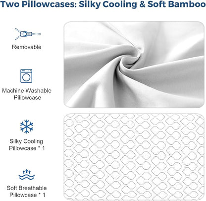 Pillow King Size Memory Foam for Sleeping, Bed Pillows with Washable Cooling Pillowcase for Back & Side & Stomach Sleepers, 20x36 inches