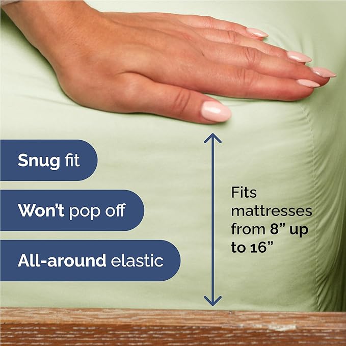Full 6 Piece Sheet Set - Comfy Breathable & Cooling - Ultra-Soft Hotel Luxury Bedding Set with 8-16 Inch Deep Pockets - 1 Flat & 1 Fitted Sheet & 4 Pillowcases - Wrinkle Free & Easy Care - Light Sage
