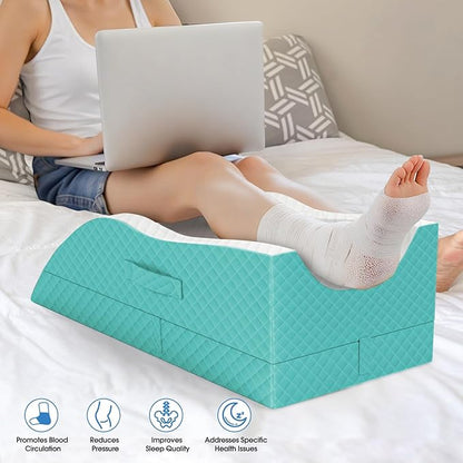 Elevation Pillows for Leg After Surgery, Memory Foam Adjustable Wedge Pillow for Injury or Rest, Ankle Pillow for Sleeping Blood Circulation Green/Double Leg