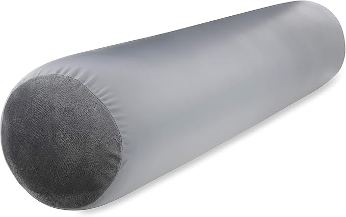 Straight Body Pillow, Full Size Premium Microbead,Side Sleeping/Maternity Pregnant Women, Supportive,Fluffy, Breathable, Cooling, 85/15 Spandex/Nylon Silky Anti-Aging Cover - 48 X 8 - Dark Grey