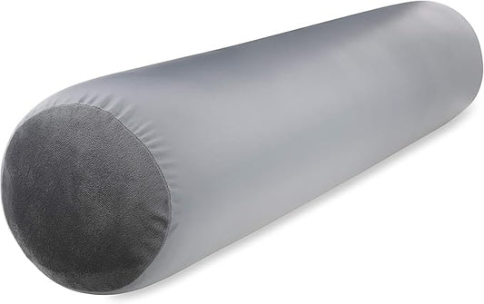 Straight Body Pillow, Full Size Premium Microbead,Side Sleeping/Maternity Pregnant Women, Supportive,Fluffy, Breathable, Cooling, 85/15 Spandex/Nylon Silky Anti-Aging Cover - 48 X 8 - Dark Grey