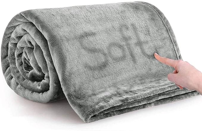 IR Imperial Rooms Fleece Blanket - Super Soft Fluffy Light Grey Throw Blanket for Sofa and Bed - Warm and Cozy Lightweight 400 GSM Microfiber Bed Throws Blankets, 50x60 Inches (Throw/Travel)