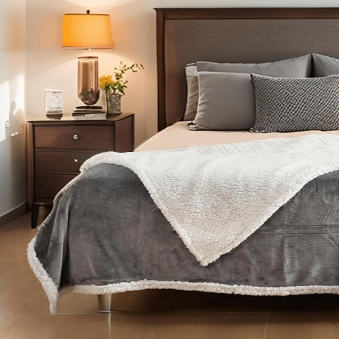 Electric Heated Blanket Twin Size - 62"x84", Soft Flannel Heating Blanket, 10 Heating Levels, 1-12 H Auto Shut Off, Breathable Warm and Washable for Bed, Light Grey