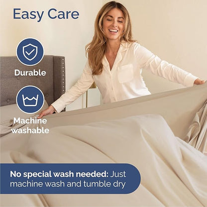 Queen Sheets Set 6 Piece - Includes 4 Pillowcases - Bed Sheets Queen Size - Soft Hotel Luxury Bedding - Cooling, Comfy, Cozy & Breathable - 1 Flat & 1 Fitted & 4 Pillowcases w/ Deep Pockets - Wheat