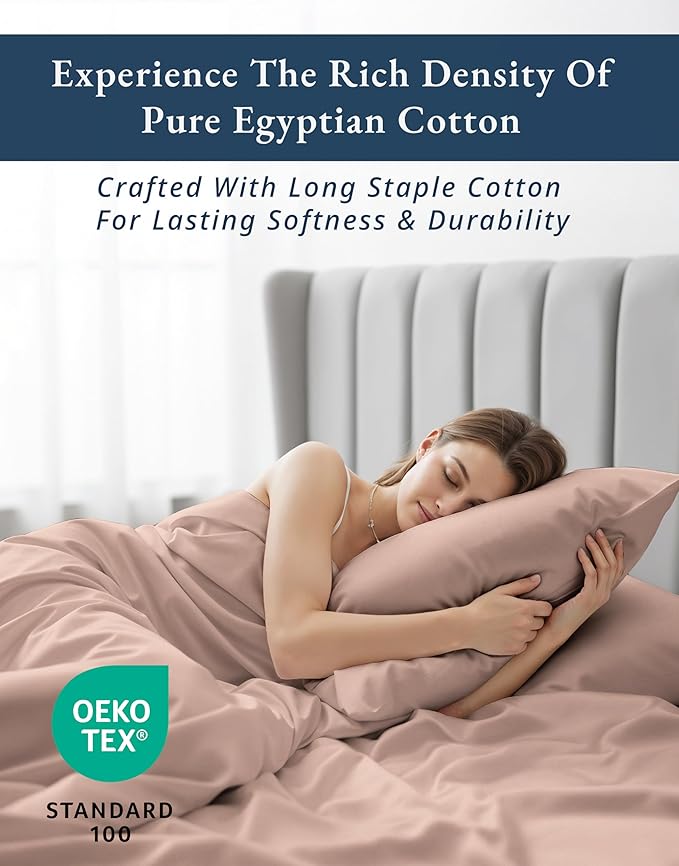 100% Egyptian Cotton King Bed Sheets – Silky Sateen Weave for All Season Comfort, 15" Deep Pocket King Sheets Set, OEKO-TEX Certified, Machine Washable, Soft Durable Hotel Comfort at Home - Sepia Rose