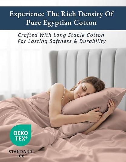 LANE LINEN Luxury 100% Egyptian Cotton Sheets California King Bed Set, Oeko-Tex Certified No Pill Fade Resistant Machine Washable Cotton Cooling Cal King Sheet Set - Sepia Rose