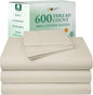 California Design Den Split King Sheet Set - 100% Cotton, 600 Thread Count Sateen, Breathable Luxury King Size Sheets for Adjustable Bed, Luxury Soft Hotel Quality Sheets - Ivory (Warm Cream)