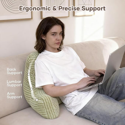 NOONTIDE Reading Pillow with Top Handle,Uniquely Designed Soft Fabric, Ergonomic Back Support for Bed,Cover Washable Sit up Pillow,Watching TV/Gaming/Relaxing(Green)