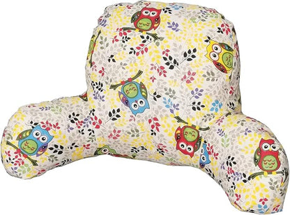 Bohemian Printed Reading Pillow with Support Arms Soft Bed Rest Pillows Back Support Cushion for Kids Reading Watching TV Sitting Up in Bed (23"×16"×10",Owl)