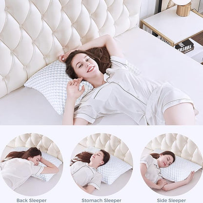 OSBED Cooling Shredded Memory Foam Pillow Standard Size - Adjustable Loft with Gel Beads & Breathable Tencel Cover for Night Sweats Relief(CertiPUR-US & Hypoallergenic & Machine Washable)