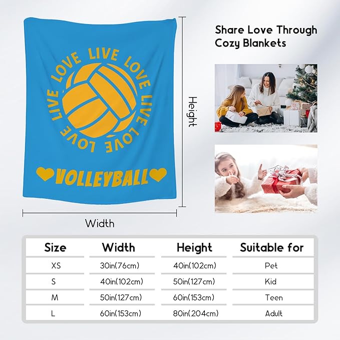 Volleyball Gifts, Volleyball Blanket for Teen Girls Team Player Party Decorations, Fuzzy Cozy Sport Throw Gift Ideal for Women Adults, 40"x50"