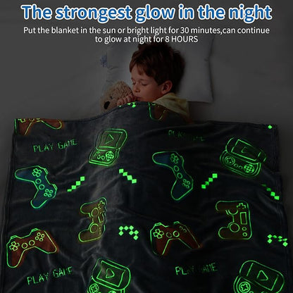 SALIMAH Glow in The Dark Blanket Gaming Gifts,Gamer Controller Gifts for Boys,Gift Toys for Teen Son Adult Gamepad Presents,Soft Kids Blankets Gifts for Grandkids Teens for Christmas Birthday, 50"x60"
