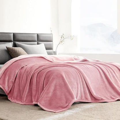 Mellowdy Extra Thick Hearty Plush Flannel Blanket (Candy Pink, 90x90) - 500GSM King Size Warm Blanket for Winter, Fall | Soft, Fluffy, Cuddly, Perfect for Bed, Oversized Throw for Couch, Sofa