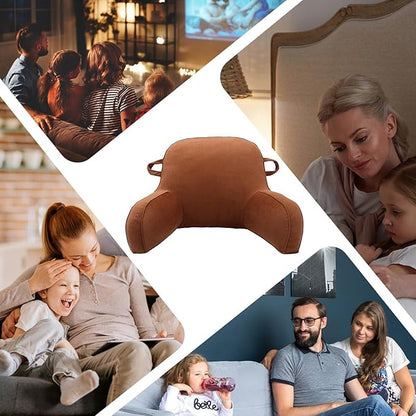 LiveGo Reading Pillow for Kids, Velvet Back Support Cushion for Sitting Up in Bed Adults, Kids Cuddle Cushion with Arms & Backrest Support Pillow for Teen Boys Girls Reading Bed Rest