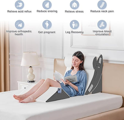 Yojoker 4PCS Orthopedic Bed Wedge Pillow Set for Sleeping, Post Surgery Foam Pillow for Body, Back and Leg Pain Relief, Triangle Adjustable Support Pillow - Acid Reflux Sleeping Pillows
