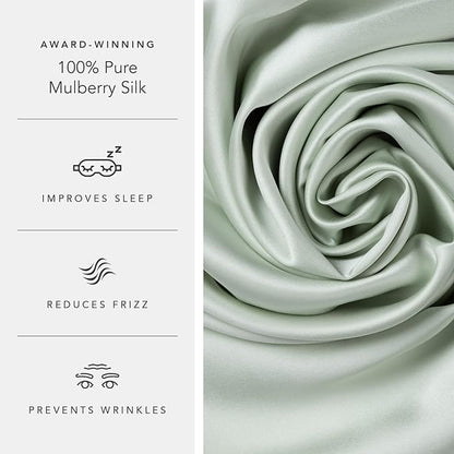 Fishers Finery 25mm 100% Pure Mulberry Silk Pillowcase (Light Green Queen 2 Pack)