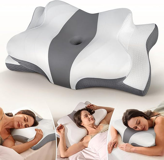Cozyplayer True Cooling Cervical Neck Pillow for Pain Relief, Ergonomic Side Sleeper Pillow for Neck Support, Odorless Orthopedic Contour Memory Foam Pillows, Bed Pillow for Back Stomach Sleeper