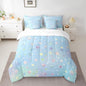 Feelyou Cute Flower 7 Piece Bedding Set Twin Size Cartoon Flower Bed in a Bag for Kids Girls Teens Toddler Rainbow Comforter Set with Sheets Cartoon Bed Set