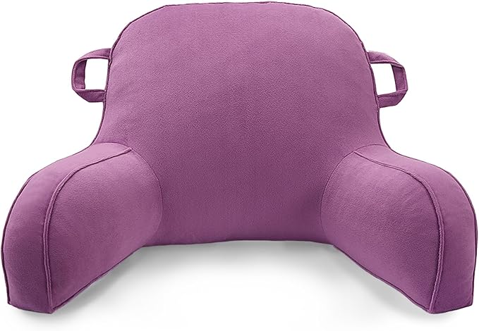 LiveGo Reading Pillow for Kids, Velvet Back Support Cushion for Sitting Up in Bed Adults, Kids Cuddle Cushion with Arms & Backrest Support Pillow for Teen Boys Girls Reading Bed Rest