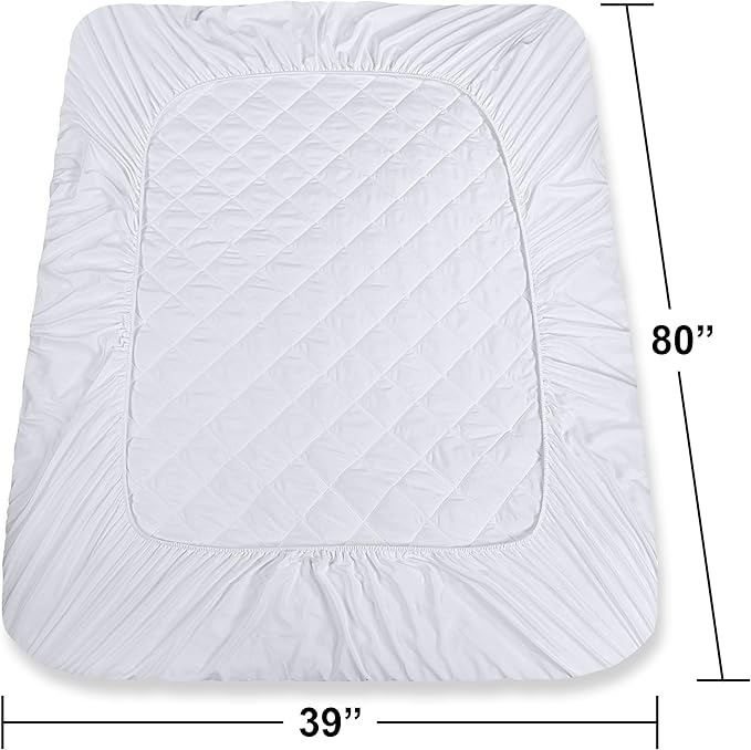 Utopia Bedding 2 Pack Quilted Fitted Mattress Pad, Twin XL Size, Elastic Fitted Mattress Topper Protector and Cover with Deep Pocket Stretches up to 16 Inches, Machine Washable (White)