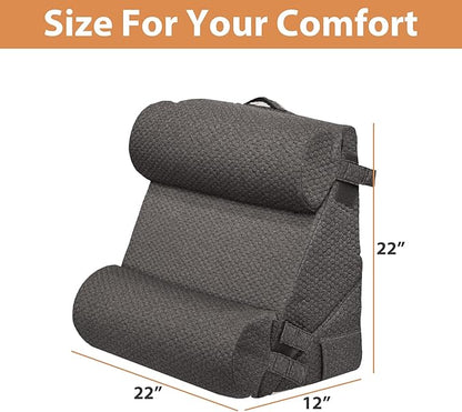 Orthopedic Bed Wedge Pillow Set 4Pcs, Adjustable Memory Foam, Pillow Wedge for Post Surgery, Back Pain Relief, Triangle Pillows for Acid Reflux, Snoring, GERD, Dark Grey