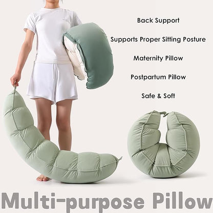 Peallow(Pat. Pend) – Long Round Body Pillow for Adults, Bolster Pillow for Sleeping, Soft and Supportive Pillow for Sleeping & Lumbar Support (Celadon Green,39")
