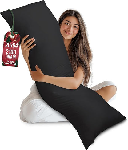 Utopia Bedding Full Body Pillow for Adults (Black, 20 x 54 Inch), Long Pillow Insert for Sleeping, Ideal for Side Sleepers
