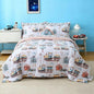 Mooreeke Kids Twin Comforter Sets for Boys 6 Pieces Train Bedding Set for Teens Microfiber Country Train Town Kids Bed in A Bag with Comforter, Sheet Set, Shams and Decorative Toy Pillow All Season