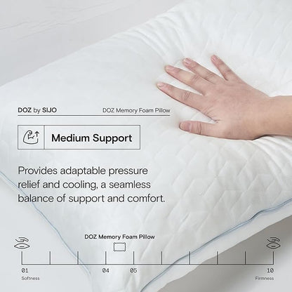 DOZ Adjustable Bed Pillow, Cooling Surface, Shredded Memory Foam, Medium Firm, Perfect for Back, Side, Stomach Sleeper, Oeko-Tex and CertiPUR-US Certified (King)