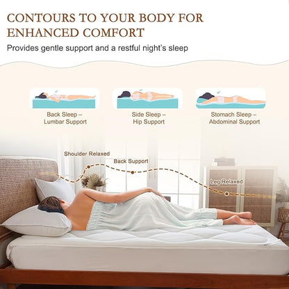 YOUR MOON Natural Wool Mattress Pad Twin XL – 500GSM Organic Australian Wool Mattress Topper, Quilted Fitted Mattress Bed Cover with 16" Deep Pocket, Hypoallergenic Cotton Cover (White)
