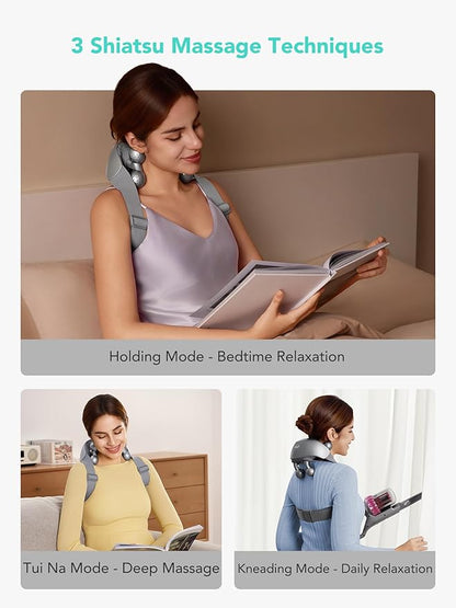 SKG Neck Massager for Pain Relief Deep Tissue Shiatsu Neck and Shoulder Cordless Massger with Heat Christmas Gifts for Men and Women Dad Mom Grandpa H7 Ultra Grey