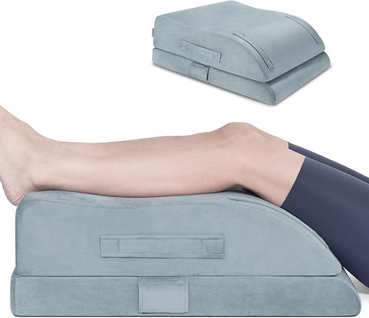 OasisSpace Adjustable Leg Elevation Pillow with Memory Foam- Leg Rest Pillow for Circulation and Elevation,Sleeping - Wedge Pillow for Legs, Back, Foot and Knee Injury with Removable Cover