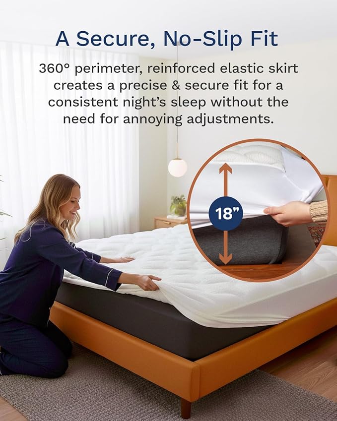 ViscoSoft Copper Pillow Top Twin Mattress Pad - Soft Overstuffed Premium Cloud-Like Support - Quilted Fiberfilled Mattress Topper with Deep 18" Pocket for Secured Fit