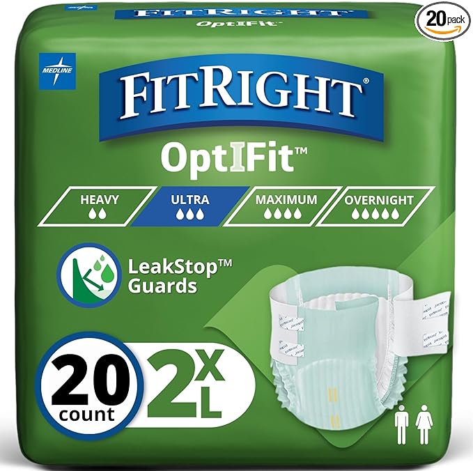 Medline FITULTRAXXLZ FitRight Ultra Briefs, XX-Large (Pack of 20)