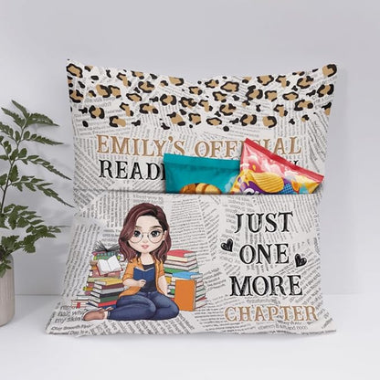 ENCYCOM Personalized Book Reading Pocket Pillow - Custom Reading Pillows with Name – Uniqua Gift for Bookworm Girls, Women Who Love Books, Perfect for Bed or Cozy Corner (Reading Pillow 01)