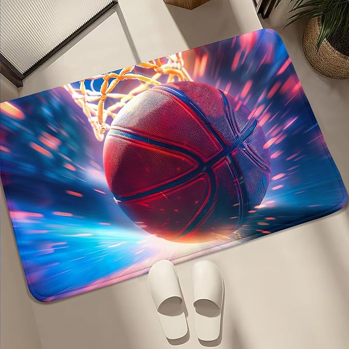 Basketball Rug for Boys Bedroom - Sports Rugs for Boys Bedroom, Sports Themed Carpet for Teens Kids Basketball Carpet for Living Room Floor Mat, Blue, 2x3 Feet