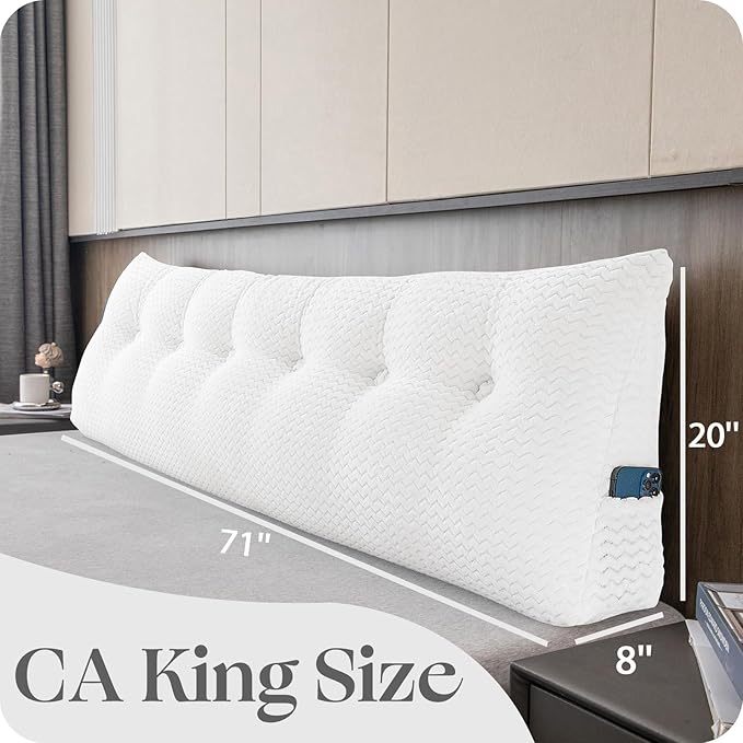 Large Bolster Triangular Headboard Wedge Backrest Positioning Support Bed Rest Reading Pillows Headboard Wedge Pillows for Day Bed with Removable Cover