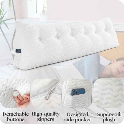 Large Bolster Triangular Headboard Wedge Backrest Positioning Support Bed Rest Reading Pillows Headboard Wedge Pillows for Day Bed with Removable Cover