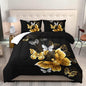 Butterfly Comforter Set for Adults Black and Gold Butterfly Bedding Set Aesthetics Butterflies Quilt Duvet Set Full Size with 1 Comforter and 2 Pillowcases