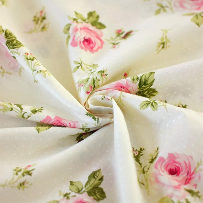 FADFAY Rosette Floral Print Duvet Cover Set Princess Lace Ruffle Bedding Set for Girls 3 Pieces King Size