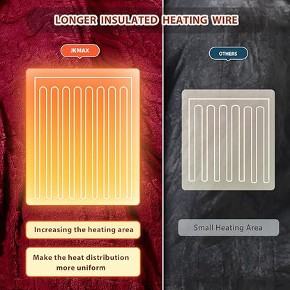 Heated Electric Blanket King Size-100"x90" Heating Blanket with 10 Heating Levels & 5 Time Settings Over-Heat Protection，Winter Warmer for Adults with ETL Certification（Red）