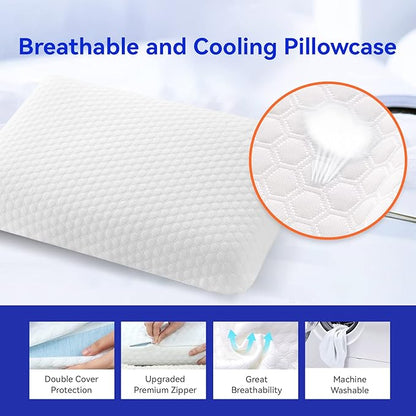 inight Memory Foam Pillows, for Sleeping, Soft Tex Pillow, Bed Pillows for Back Sleepers & Side Sleepers - 1 Pack Standard Size, 5 Inches Loft