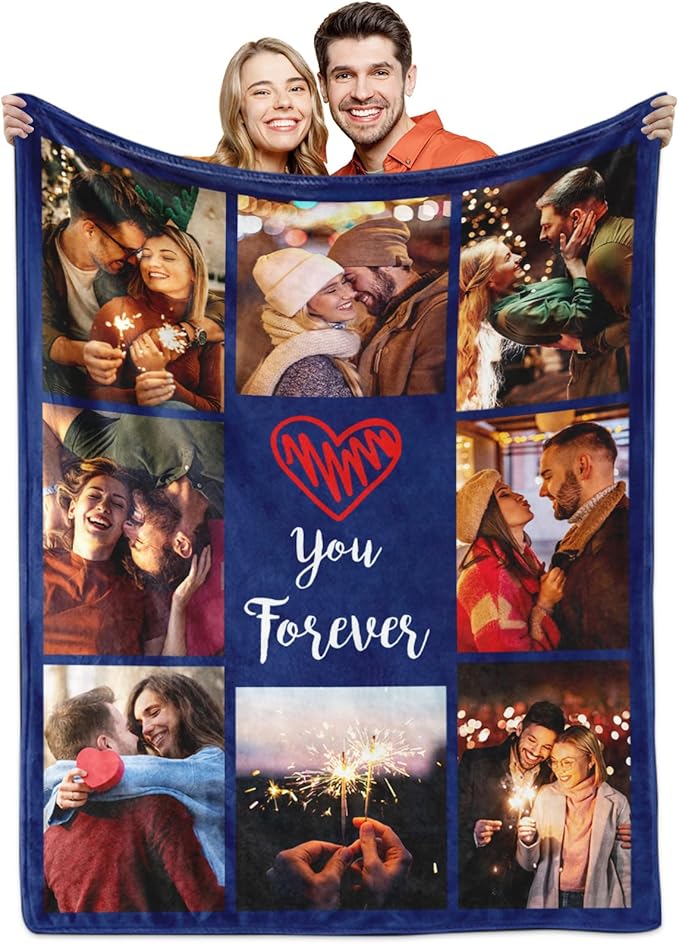 Yoke Style Ships Next Day - Printed in USA, I Love You Custom Blanket with Picture for Couples, Personalized Photo Blanket Valentine's Day Gifts for Girlfriend, Boyfriend, Wife, Husband