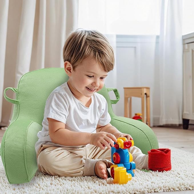LiveGo Reading Pillow for Kids, Velvet Back Support Cushion for Sitting Up in Bed Adults, Kids Cuddle Cushion with Arms & Backrest Support Pillow for Teen Boys Girls Reading Bed Rest