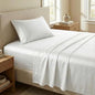 Beckham Hotel Collection Twin Sheet Set 100% Cotton, 500TC Luxury Sateen Bedding, 16” Deep Pocket, Moisture-Wicking, 3-Piece, White