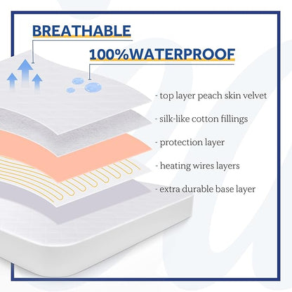 Sealy Heated Mattress Pad Twin Size 39x75 Inch | Luxury Quilted Waterproof Electric Mattress Cover with 10 Heat Setting Controller & 1-12 Hours Auto Shut Off | Fit Up to 15" Deep Pocket